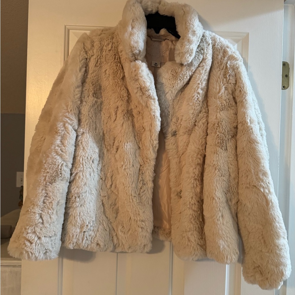 Jou Jou Women's Cream Teddy Jacket